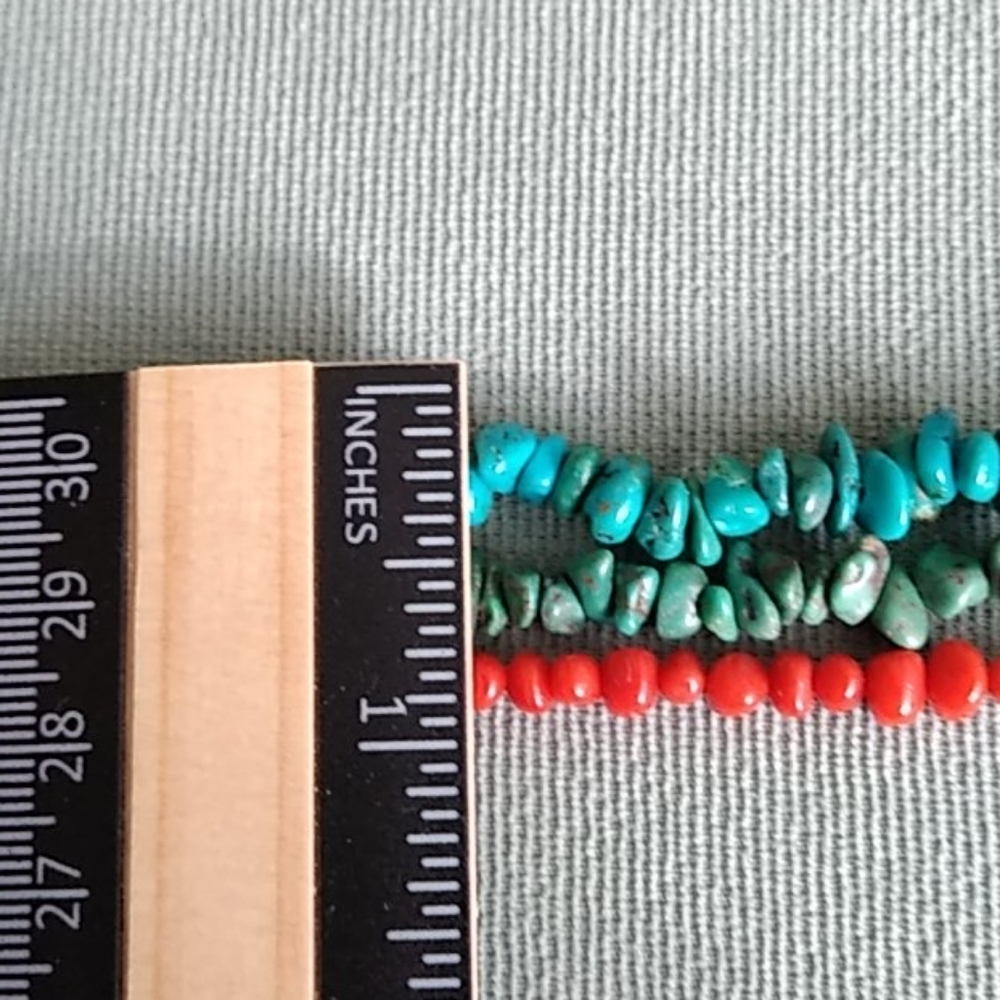 TURQUOISE AND CORAL THREE STRAND TORSAD - Picture 8 of 9